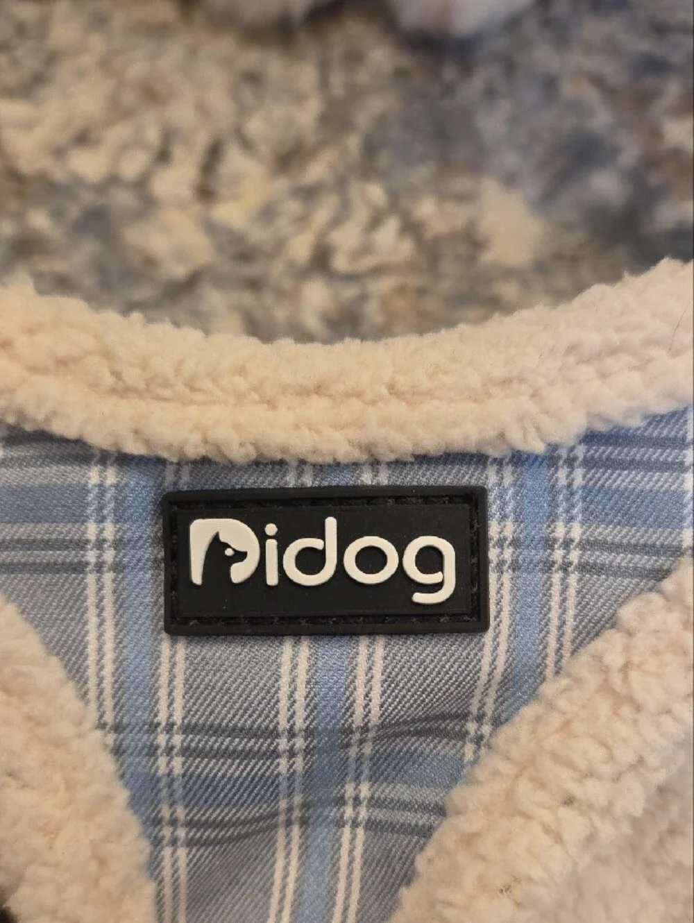 Dogs  Blue Plaid Harness with Faux Shearling Trim Harness And Leash